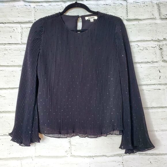BB Dakota surrey metallic doc pleated ruffle top black medium - Picture 6 of 8